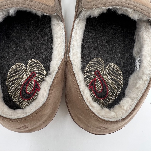 Olukai Pehuea Heu Taupe Leather Sherpa Lined Slip On Comfort Sneaker 6 - Picture 6 of 8